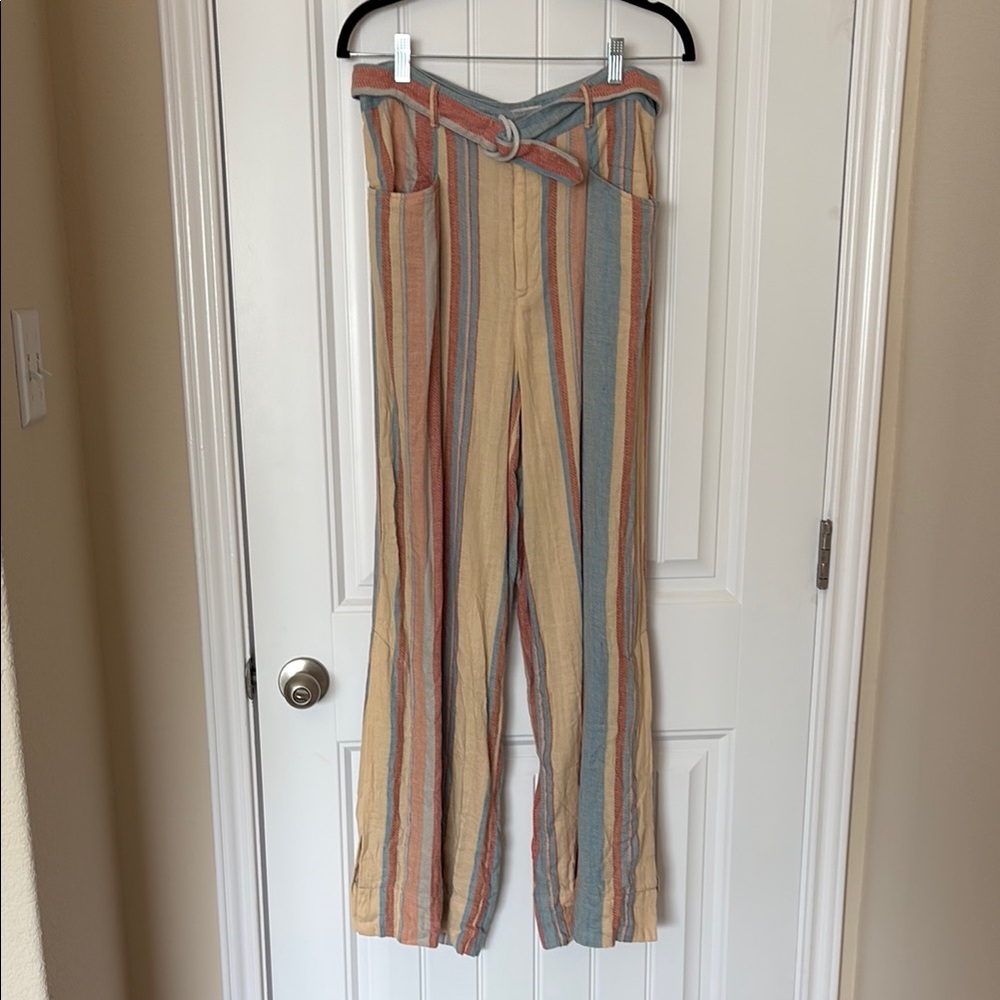 Anthropologie Striped Multicolor Wide-Leg Pants